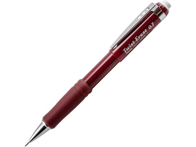 Pentel Twist-Erase III Mechanical Pencil 0.7 mm Burgundy Barrel QE517B ...