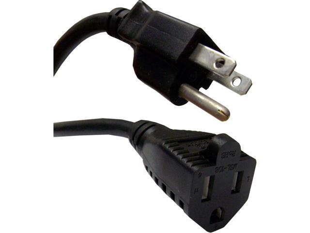 Cable Wholesale Power Extension Cord NEMA 5-15P to NEMA 5-15R 10 Amp UL / CSA rated 3 feet - Black