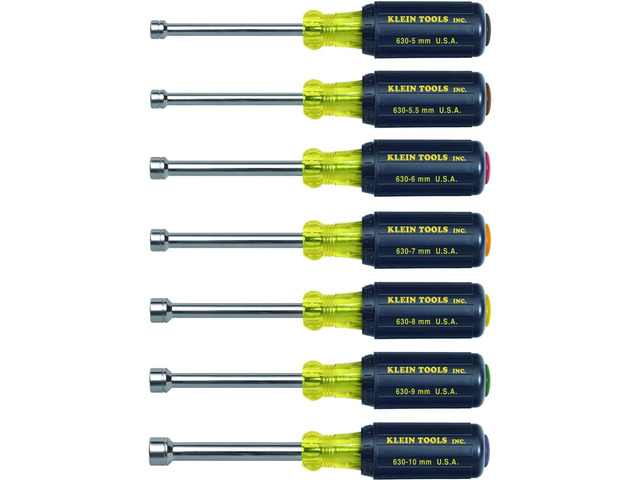 KLEIN TOOLS 65160 Nut Driver Set,7 Pieces,Metric,Hollow