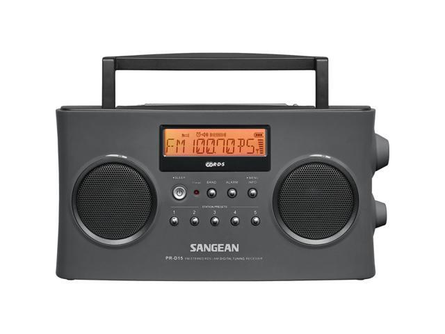 New Sangean PR-D15 FM-Stereo//AM Rechargeable Portable Radio with Handle Gray