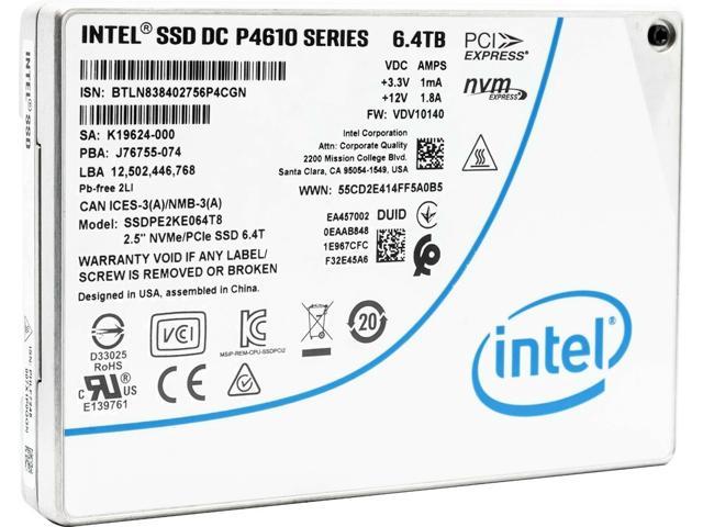 Intel DC P4610 1.6TB PCIe 3.1 x4 NVMe U.2 2.5" Enterprise SSD (SSDPE2KE016T801)