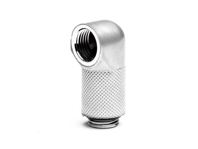 Silver Nickel PrimoChill Male to Female G1//4 90 Degree Rotary 20mm Extension Elbow Fitting