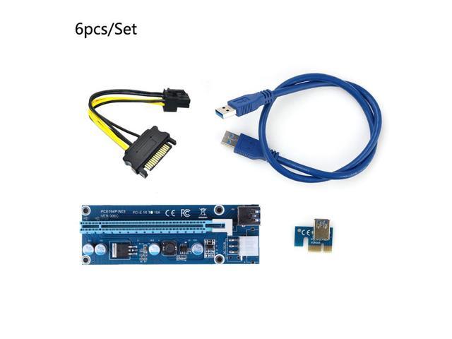 Lot USB 3.0 PCI-E Express 1x To 16x Extender Riser Card Adapter 6PIN Power Cable