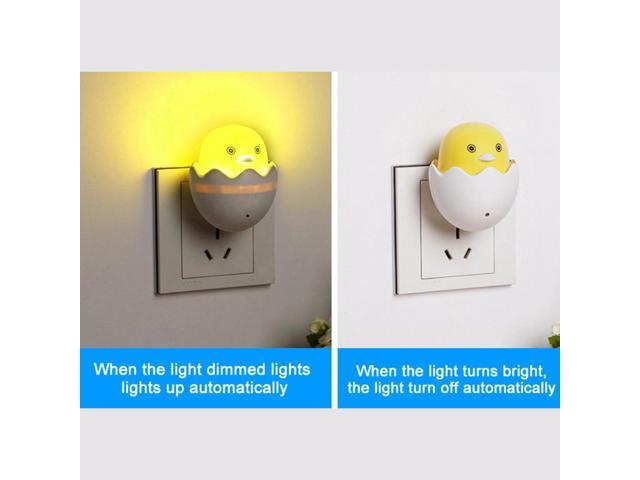New 1pc Eu Plug Wall Socket Lamps Led Night Light Ac 220v Light Control Sensor Yellow Duck Bedroom Lamp Gift For Children Cute