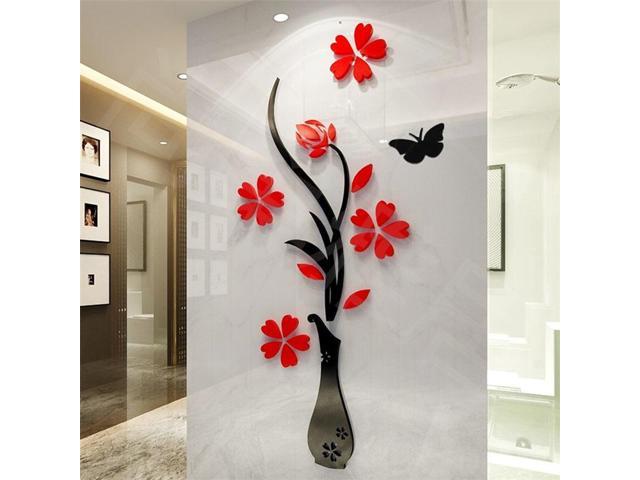 32 80cm Wall Sticker Removable 3d Mirror Romantic Flower Stickers Diy Art Decal Home Bedroom Tv Background Decoration E2