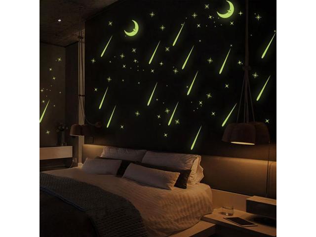 New Meteor Shower Wall Stickers Sky Star Moon Wall Decals Luminous Stickers Fluorescence Kids Room Bedroom Nursery E2s
