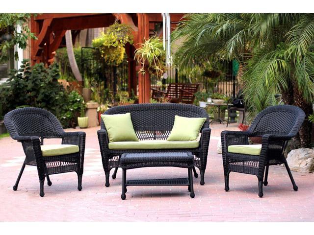 4 Piece Black Wicker Patio Chair Loveseat Table Furniture Set Black Wicker Patio Chair Loveseat