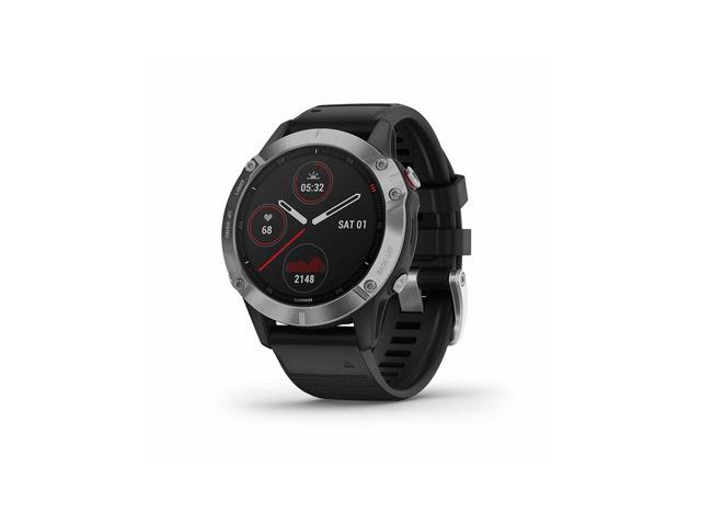 Garmin Fenix 6, Premium Multisport GPS Watch, Heat and Altitude Adjusted V02 Max, Pulse Ox Sensors and Training Load Focus (Silver with Black Band)