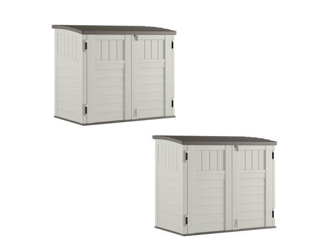 Suncast 34 Cu Durable Resin Horizontal Storage Shed W Reinforced Floor 2 Pack Newegg Com