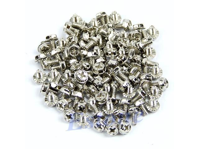 100pcs Motherboard Mounting Toothed Hex Computer 6/32 Hard Drive PC Case Screws 