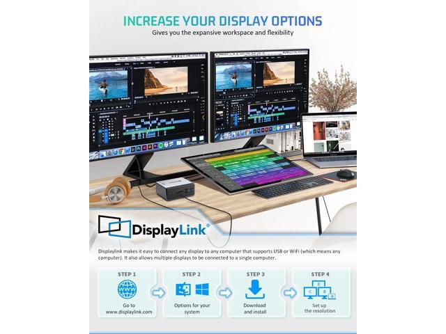 Docking Station, UtechSmart 15 in 1 Full Quadruple Display USB C