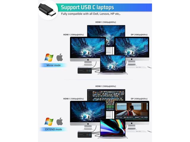 Docking Station, UtechSmart 15 in 1 Full Quadruple Display USB C