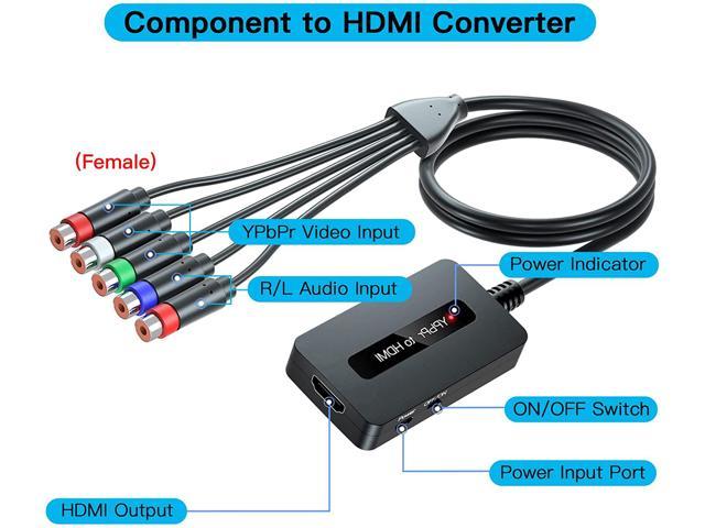 Female Component to HDMI Converter Cable with HDMI and Component for NGC/ Wii/ Xbox with Male Component, 1080P RGB YPbPr to Converter, Component in HDMI Out Adapter\u2026 Set-Top Boxes -