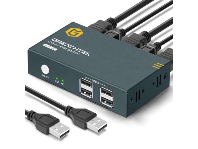 Support UHD SGEYR HDMI KVM Switch 2 Port Share 2 Computers with One Monitor with 3 USB Kvm Switch with HDMI Cable and USB Cable Support Wireless Keyboard and Mouse 4K@30Hz 
