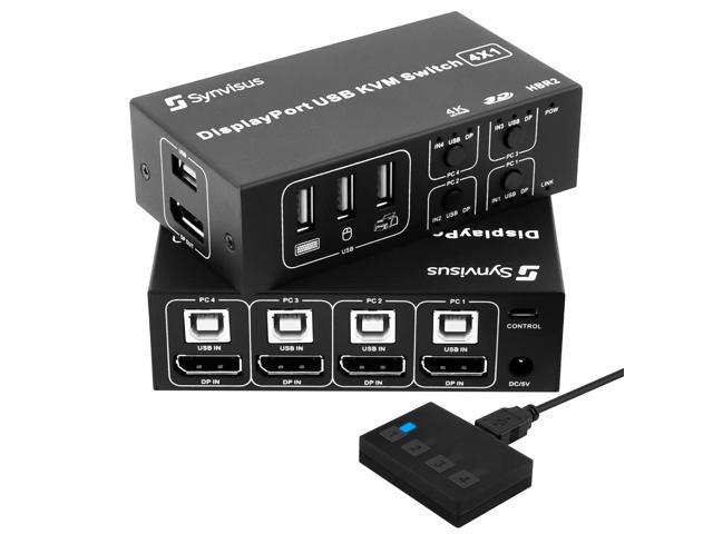 Synvisus DisplayPort KVM Switch 4 Port 3D UHD 4K@60Hz 2K@120Hz 4