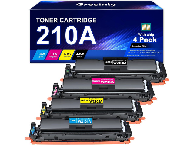 210A Toner Cartridges 4 Pack High Yield 210X Compatible for HP 210A 210 ...