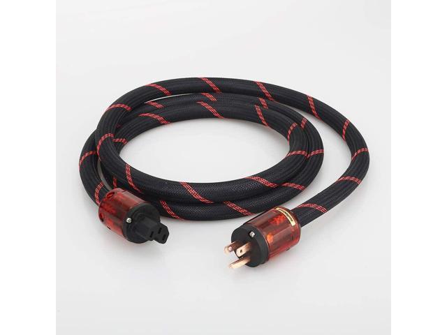 6.6FT/2M Hifi Audiophile Power Cord 125V 15A,Hi End Braided Sleeve Amplifier Power Cord,Audio AC Power Cable With US Plug 