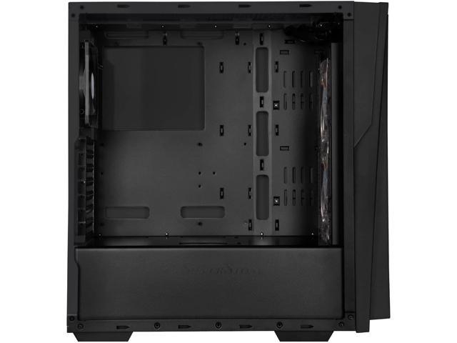 Full Tempered Glass Red Line Midi Tower ATX Gaming Computer Case Silent High Airflow Performance black with red trim SilverStone SST-RL06BR-GP