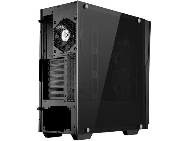 Full Tempered Glass Red Line Midi Tower ATX Gaming Computer Case Silent High Airflow Performance black with red trim SilverStone SST-RL06BR-GP