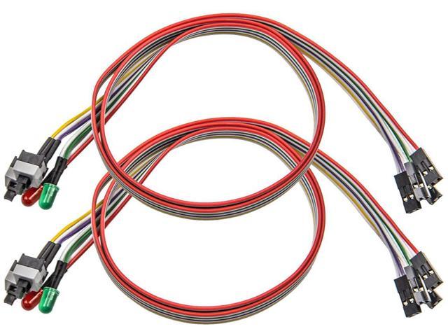 skineat 3 Pack Computer Case ATX Power On Off Reset Switch Cable with 2 x LED Light Light Red Green 27-inch ATX Case Front Bezel Wire 