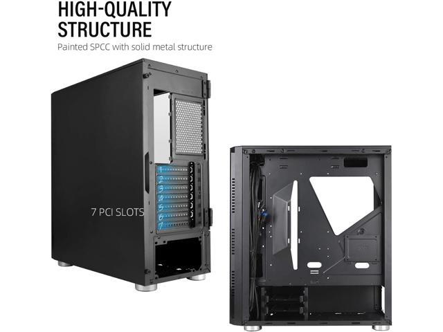 GOLDEN FIELD Gaming Computer PC Case ATX Mid Tower With Side Windows 3.0 USB 
