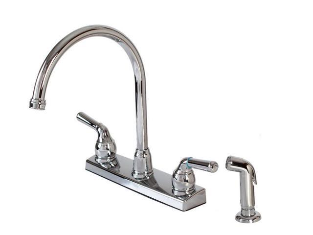 Hardware House 12 2009 2 Handle Hi Rise Kitchen Faucet With Spray Chrome Non Metallic Newegg Com