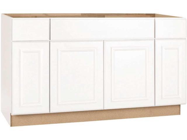 Hampton Bay 2478259 Hampton Assembled 60x34 5x24 In Sink Base Kitchen Cabinet In Satin White