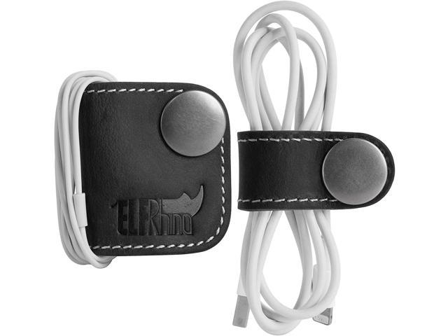 2pcs Leather Headphone Earphone Cable Tie Data Cord Organizer Wrap Winder Holder 