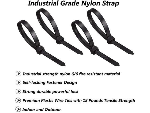 150 Pack,Multi-Purpose Cable Zip Ties,8-Inch Length,0.19 Inch Width Nylon Self Locking Heavy Duty Wire TiesCable Ties Black 