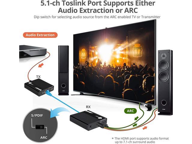 SIIG 230ft 4K HDMI Extender with Loop-Out, HDMI 2.0 4K60 HDR Balun, HDCP  2.2, Near Zero Latency, EDID Learning, ARC & Audio Extractor, Two-Way IR,  ESD 