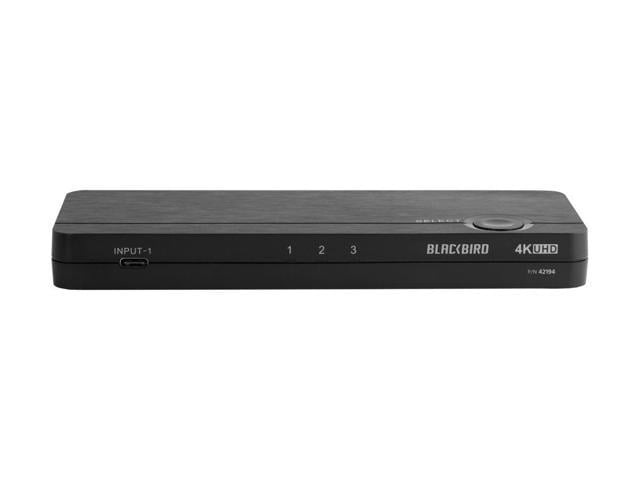 Photo 1 of Monoprice Blackbird 4K 3-Port USB-C and HDMI 2.0 KVM Switch, 4K@60Hz, 18Gbps, HDCP 2.2