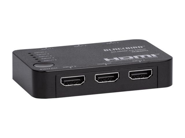 Monoprice Blackbird 4K 5x1 HDMI 2.0 Switch, HDR, HDR10, 18G, HDCP 2.2, Dolby Vision, 4K@60Hz, Hybrid Log-Gamma, 5 Inputs 1 Output, With IR Controler