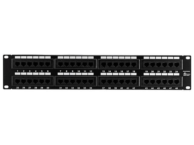 Photo 1 of Monoprice 48-port Cat5e Patch Panel, 110 Type (568A/B Compatible) Black Painted Steel Panel, UL Listed NEW