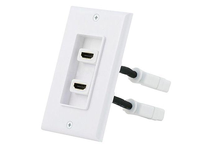 Photo 1 of Monoprice Two-Piece Inset Wall Plate with 4 Inch Built-in Flexible High Speed HDMI Cable With Ethernet - Dual Port