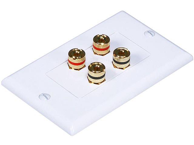 Photo 1 of Monoprice High Quality Banana Binding Post Two-Piece Inset Wall Plate - White - Coupler Type For 2 Speakers