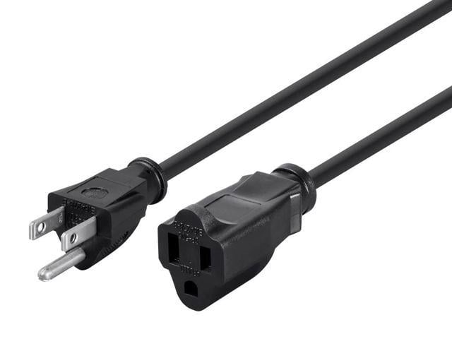 Photo 1 of Monoprice 3-Prong Extension Cord - 2 Feet - Black | NEMA 5-15P to NEMA 5-15R, 16AWG, 13A