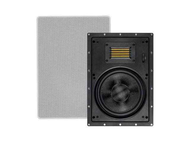 Photo 1 of Monoprice 2-Way Carbon Fiber In-Wall Speakers - 8 Inch (Pair) With Magnetic Grille And Ribbon Tweeter - Amber Series NEW 