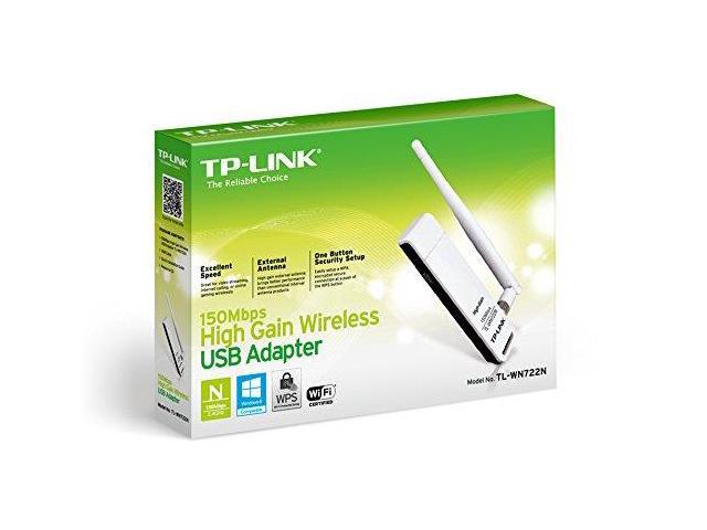 TP-Link TL-WN722N Wireless N150 High Gain USB Adapter, 150 Mbps with 4 dBi High Gain Detachable Antenna, IEEE 802.1b/g/n, WEP, WPA/WPA2
