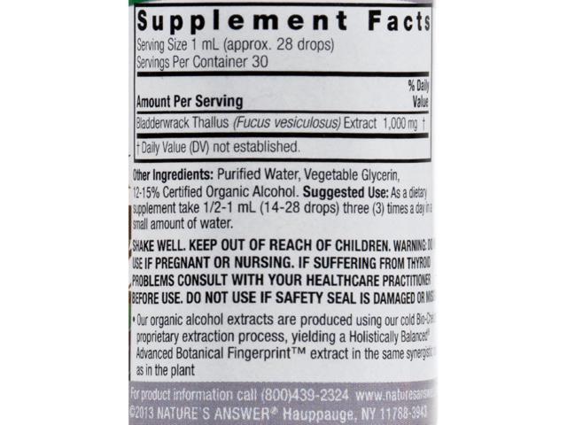 Bladderwrack Extract - Nature's Answer - 1 oz - Liquid ...