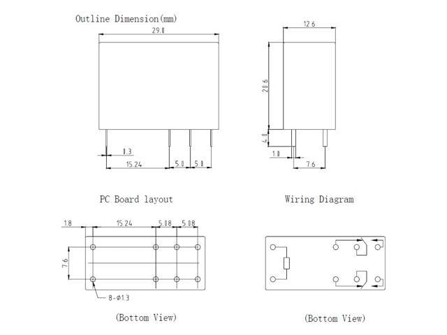 12V 5A Single Contact Relay DIP, Clear, HLS-14F3L-DC12V-C - Newegg.com