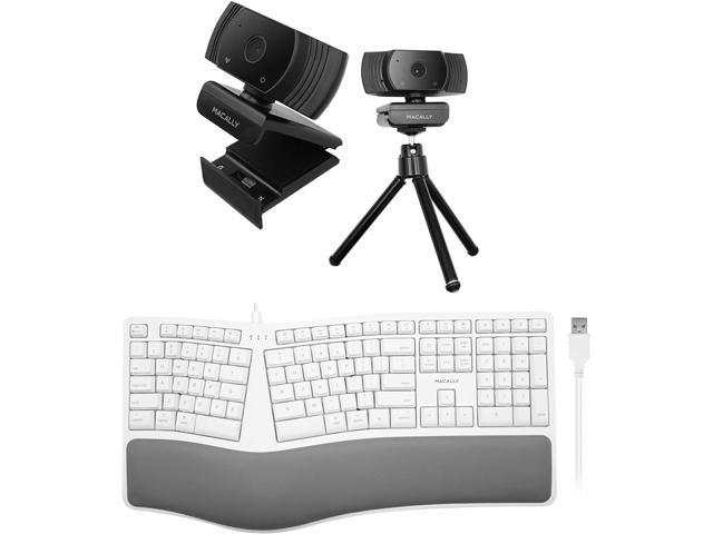 Macally Ergonomic Mac Keyboard, and a 1080P Webcam with Microphone