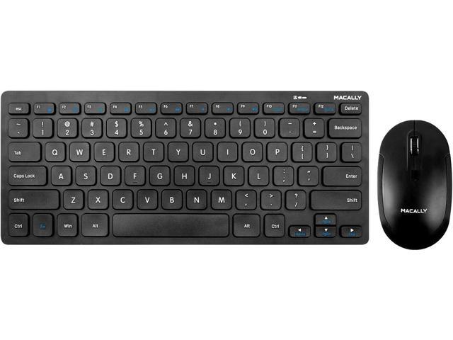 Macally Ergonomic Wireless Mini Keyboard and Wireless Black Mouse