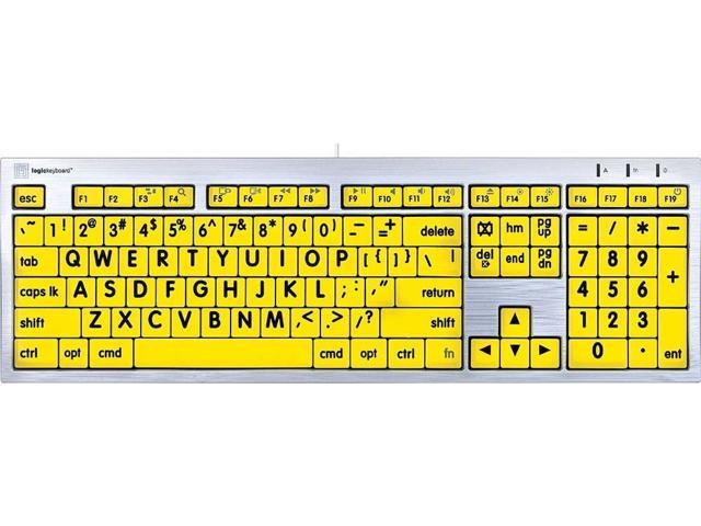 ポイント2倍 Logickeyboard LargePrint Black on Yellow Mac Advance Line Keyboard  compat