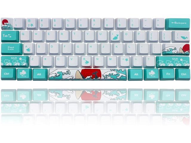 Keycap 60 Percent for GK61 RK61 Anne Pro, 104/87/61 Custom Fullsize Key Cap Set for Cherry Mx Gateron Kailh Switch 60% Mechanical Gaming Keyboard (Coral Sea)