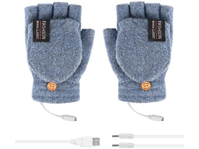 USB Heated Gloves Mitten Women Full & Half Heated Winter Electric Heating Winter Hands Warm Laptop Gloves 