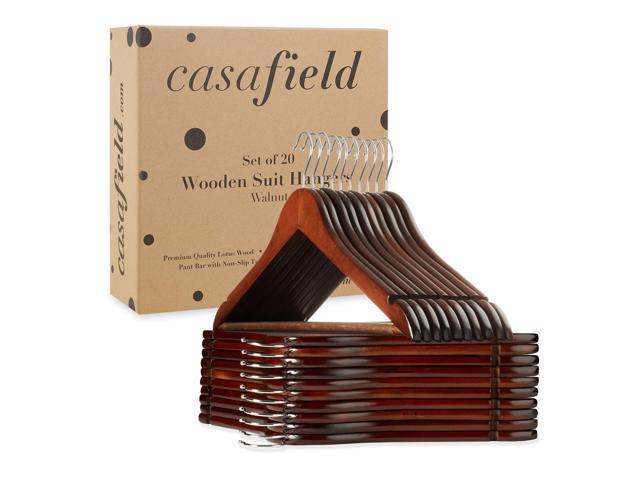 Premium Lotus Wood With Notches  Ch Casafield 20 Walnut Wooden Suit Hangers 