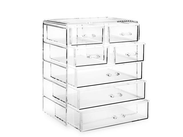 Casafield Acrylic Cosmetic Makeup Organizer & Jewelry Storage Display Case  - 4 Large, 2 Small Drawer Set - Clear 