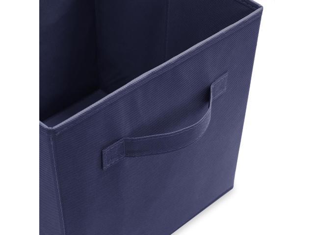 Casafield Set of 6 Collapsible Fabric Cube Storage Bins, Navy Blue - 11 Foldable Cloth Baskets for Shelves, Cubby Organizers & More