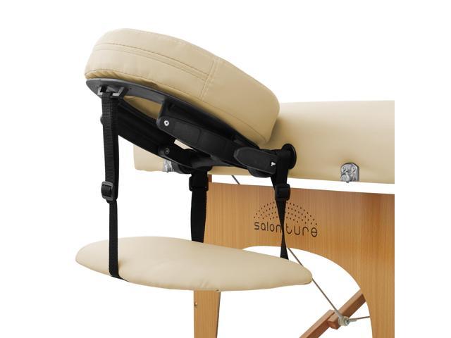 Saloniture Professional Memory Foam Folding Massage Table Portable With Carrying Case Cream
