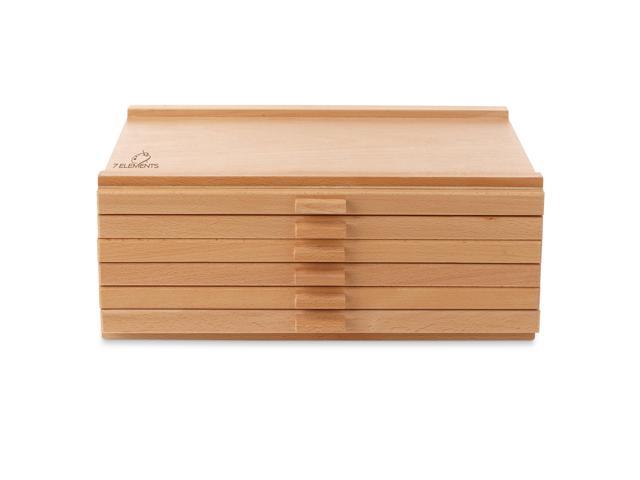 7 Elements 12 Drawer Wooden Artist Storage Supply Box for Pastels, Pencils, Pens, Markers, Brushes and Tools
